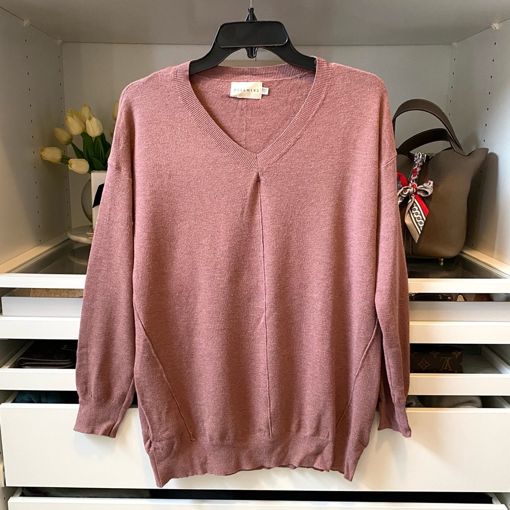 Dreamers V neck Sweater - Pink Mauve - Super soft and comfy